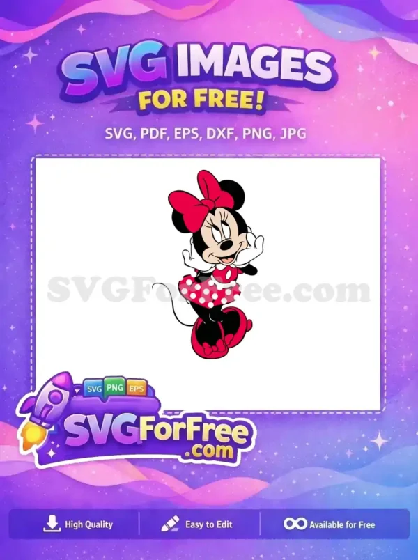 Free Smiling Minnie Free Polka Dot Dress Disney Free SVG