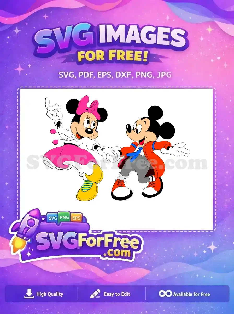 Free Pink Bow Minnie Free Red Jacket Mickey Dance Free SVG
