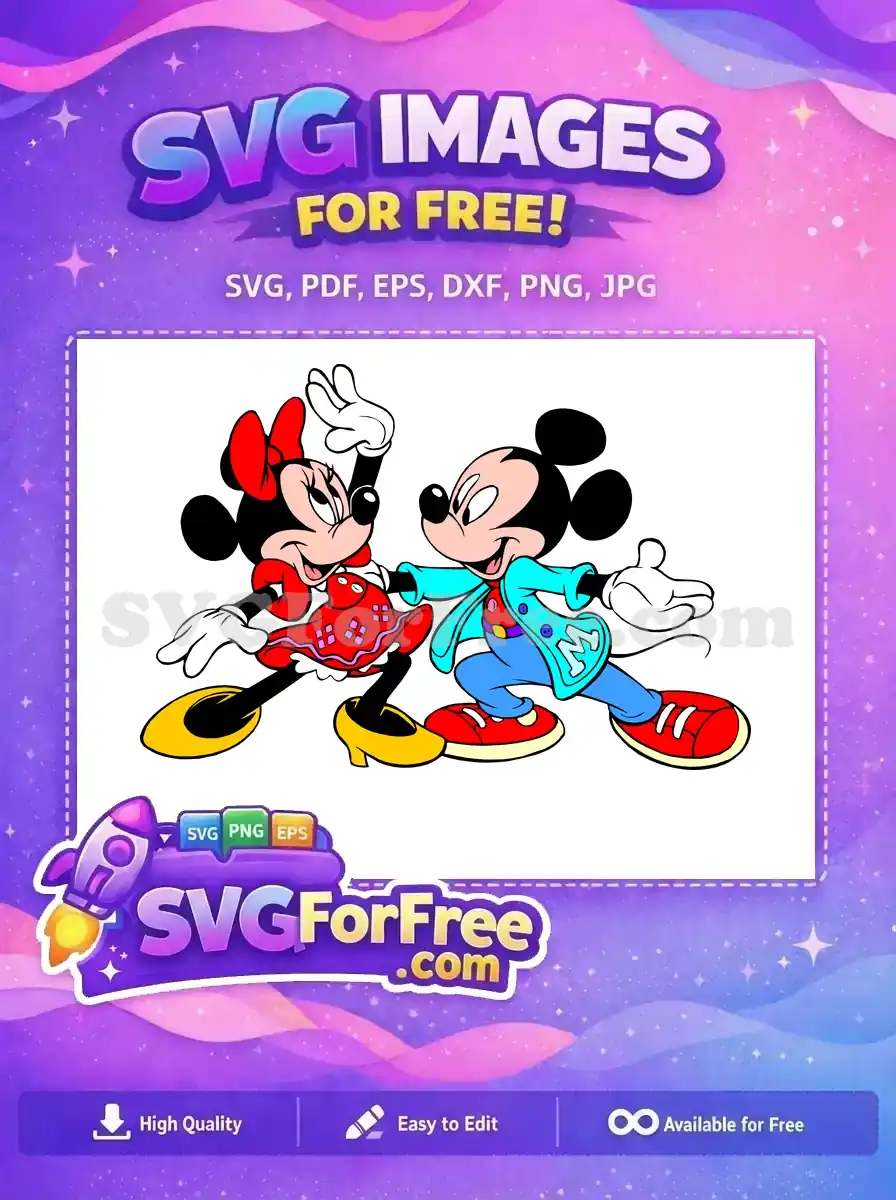 Free Minnie Red Dress Free Mickey Aqua Jacket Disney Free SVG