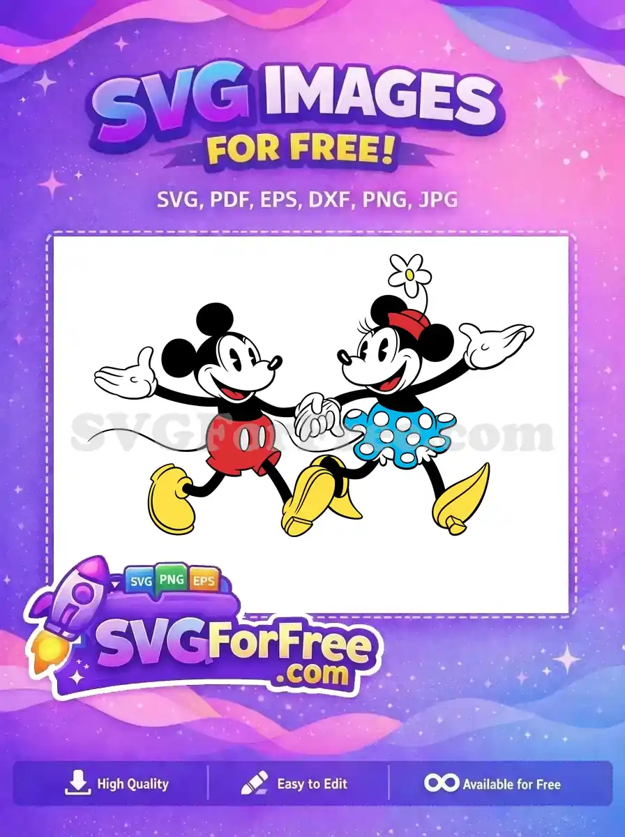 Free Mickey Mouse Red Shorts Free Minnie Blue Polka Dot Dress Disney Free SVG