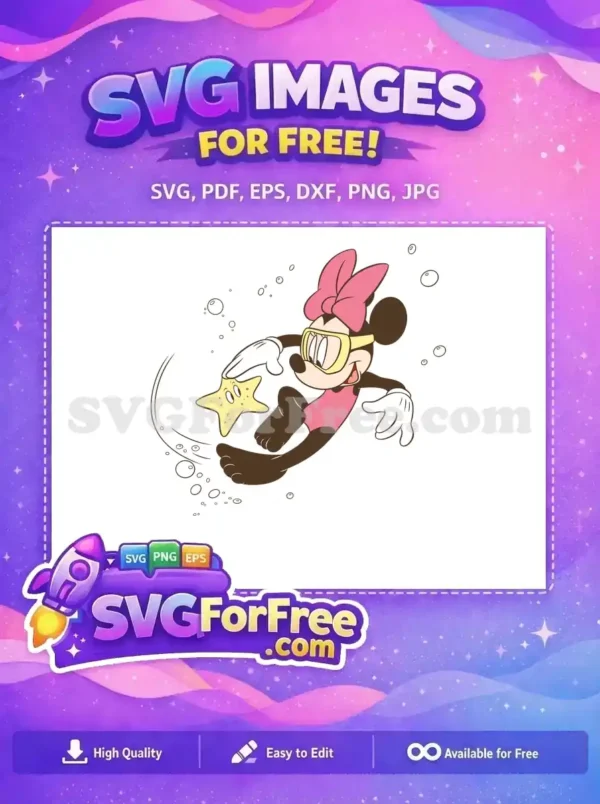 Free Minnie Snorkel Free Starfish Bubbles Disney Free SVG