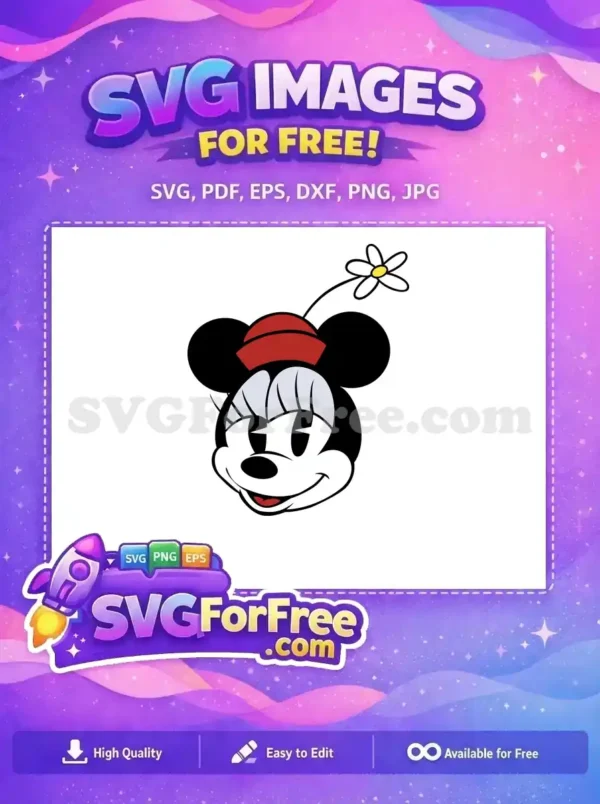 Free Red Hat Minnie Free Daisy Classic Disney Free SVG