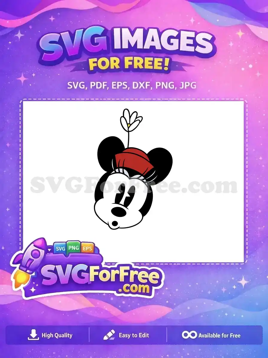 Free Red Hat Free White Flower Minnie Mouse Free SVG
