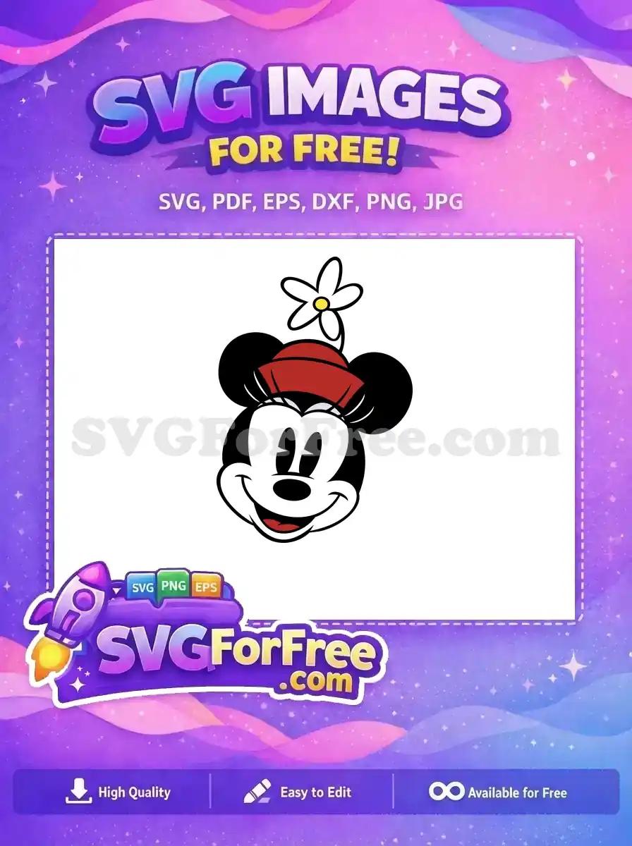 Free Smiling Minnie Red Hat Free Flower Accessory Disney Free SVG