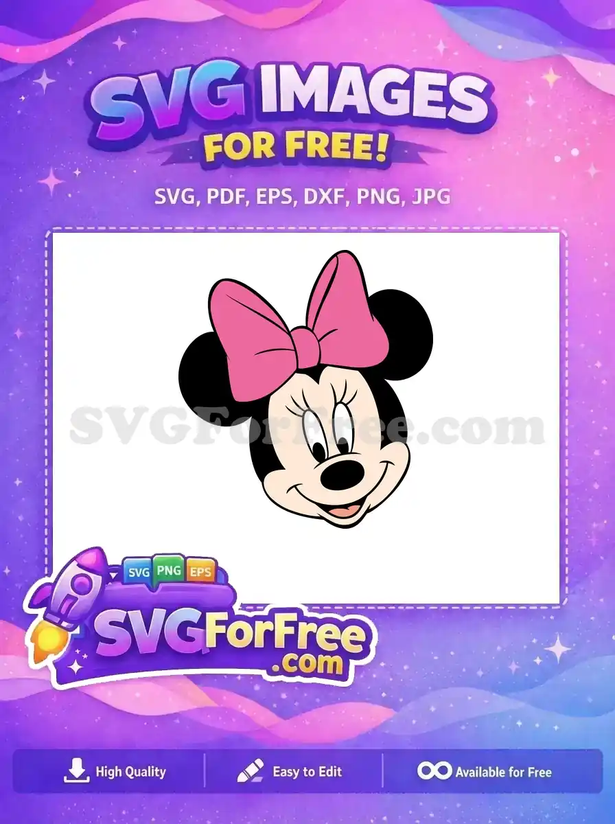 Free Pink Bow Minnie Mouse Free Head Free SVG