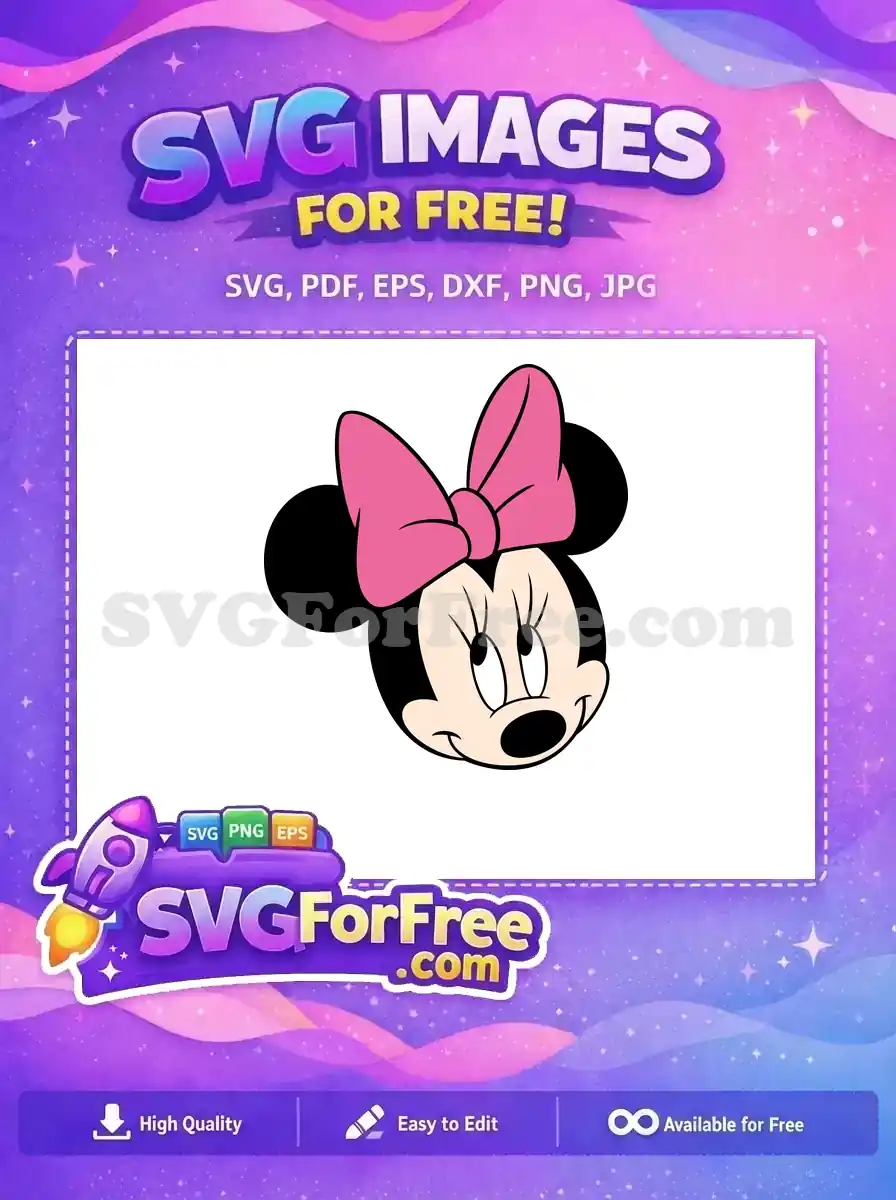 Free Pink Bow Minnie Mouse Head Free Disney Character Free SVG