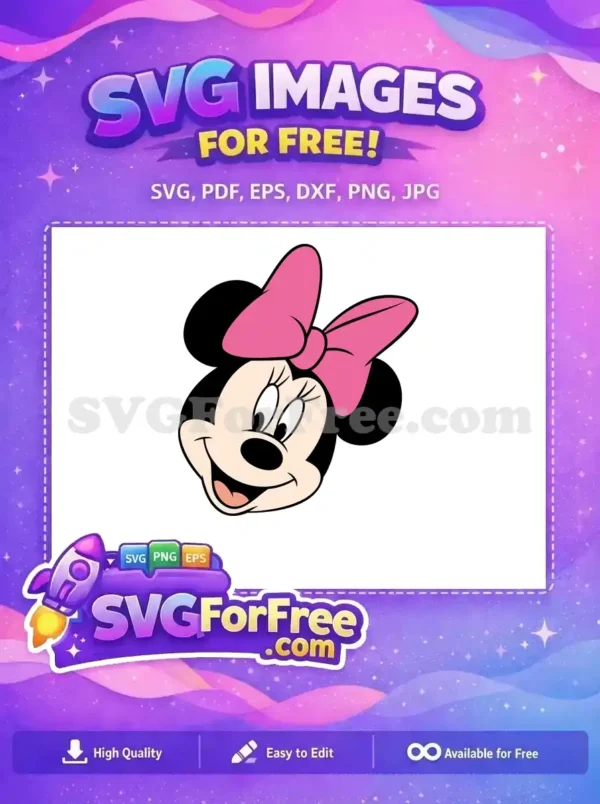 Free Smiling Minnie Free Pink Bow Disney Free SVG 5