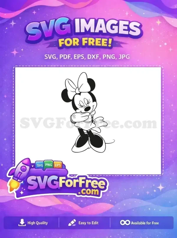 Free Smiling Minnie Free Crossed Arms Disney Free SVG