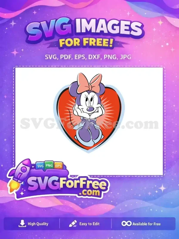 Free Smiling Minnie Free Purple Dress Minnie Mouse Free SVG