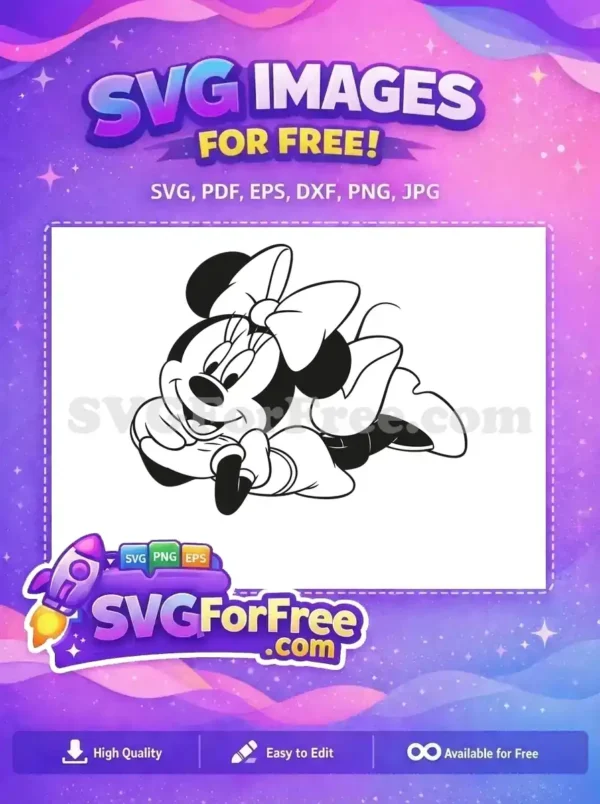 Free Happy Minnie Mouse Free Lying Pose Disney Free SVG
