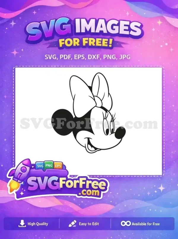 Free Smiling Minnie Free Big Bow Disney Free SVG
