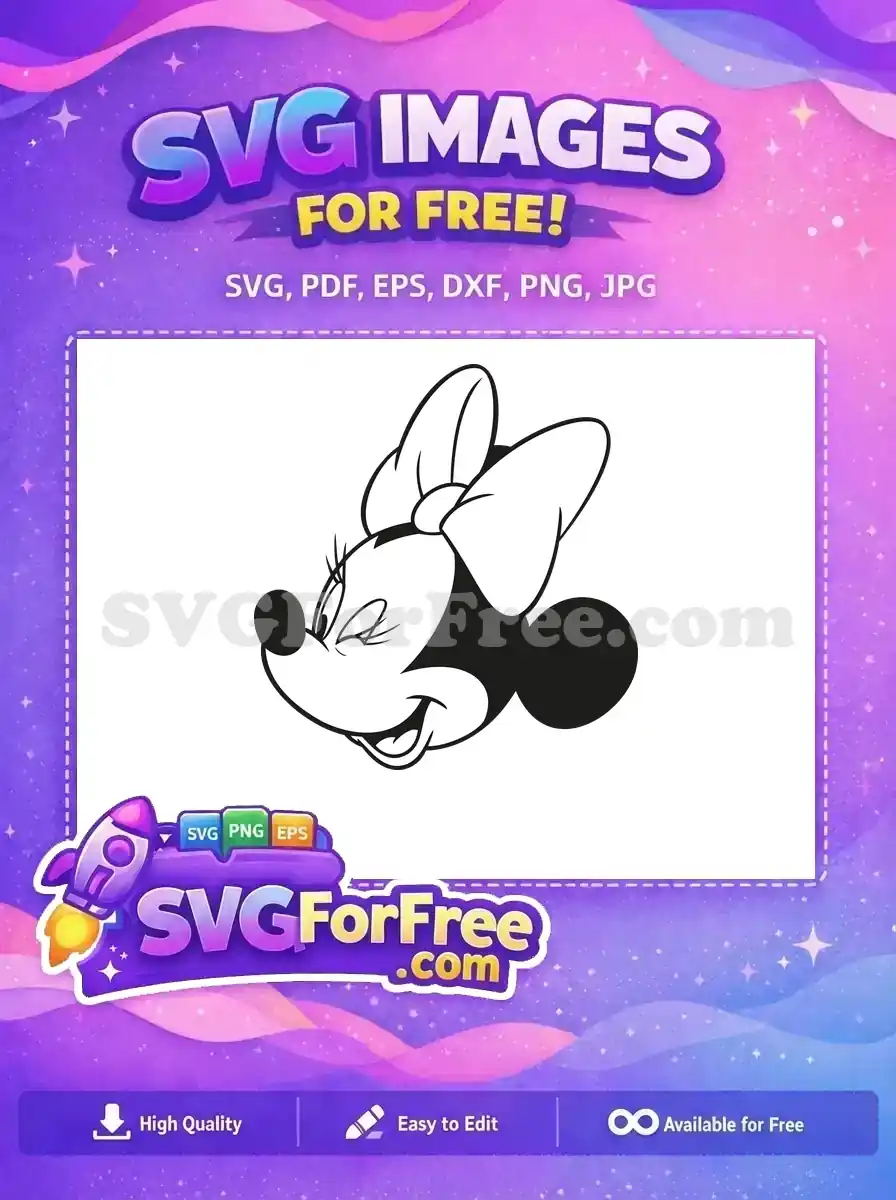 Free Winking Minnie Mouse Free Black Bow Disney Free SVG