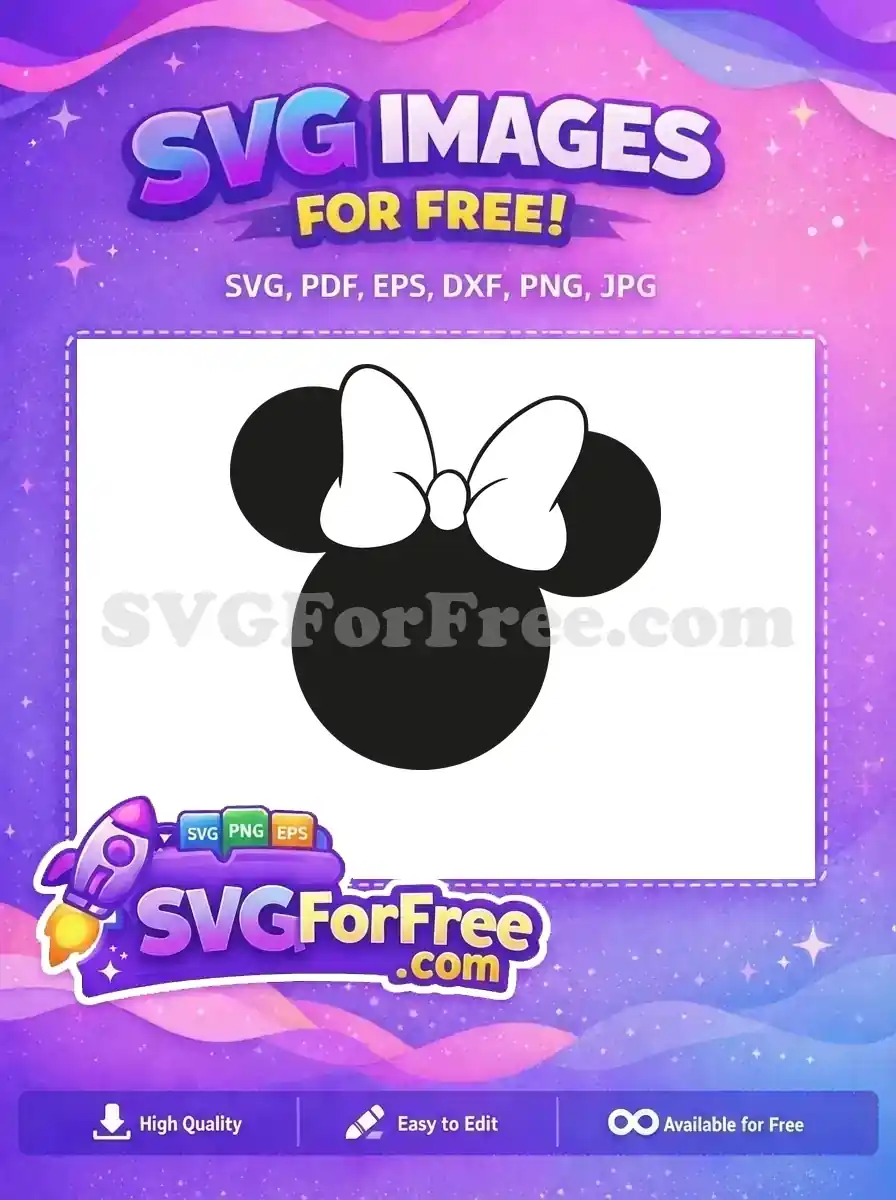 Free Black Minnie Head Free White Bow Disney Free SVG