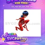Free Crouching Red Polka Dot Free Blue Hair Miraculous Ladybug Free SVG - Instant Download