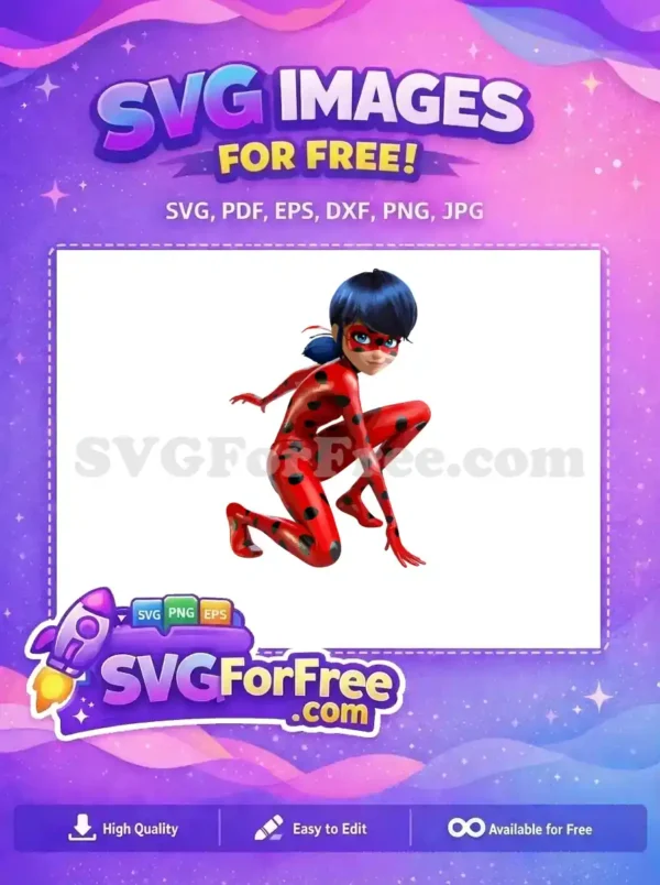 Free Crouching Red Polka Dot Free Blue Hair Miraculous Ladybug Free SVG