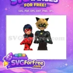 Free Confident Ladybug Red Suit Free Smiling Cat Noir Miraculous Disney Free SVG - Instant Download