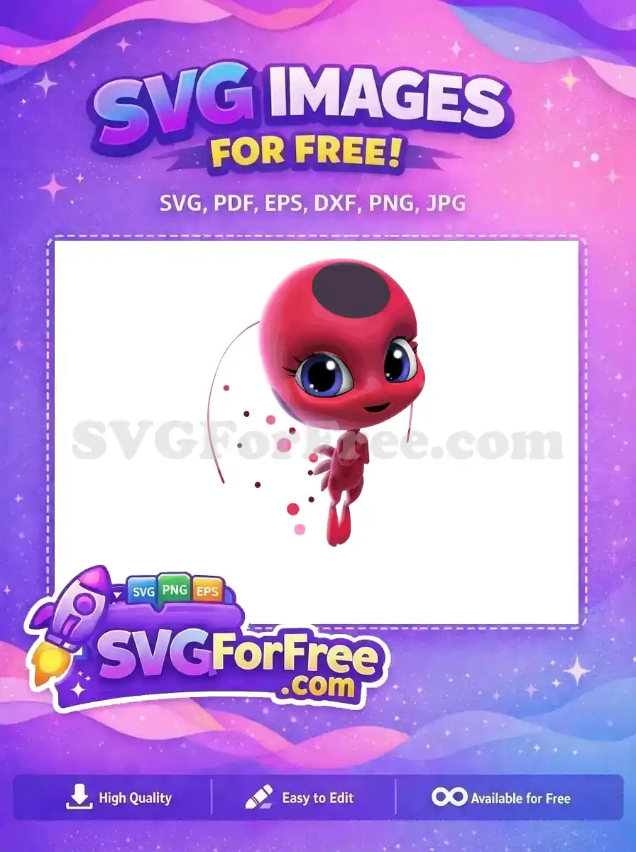 Free Cute Kwami Tikki Free Ladybug Miraculous Free SVG