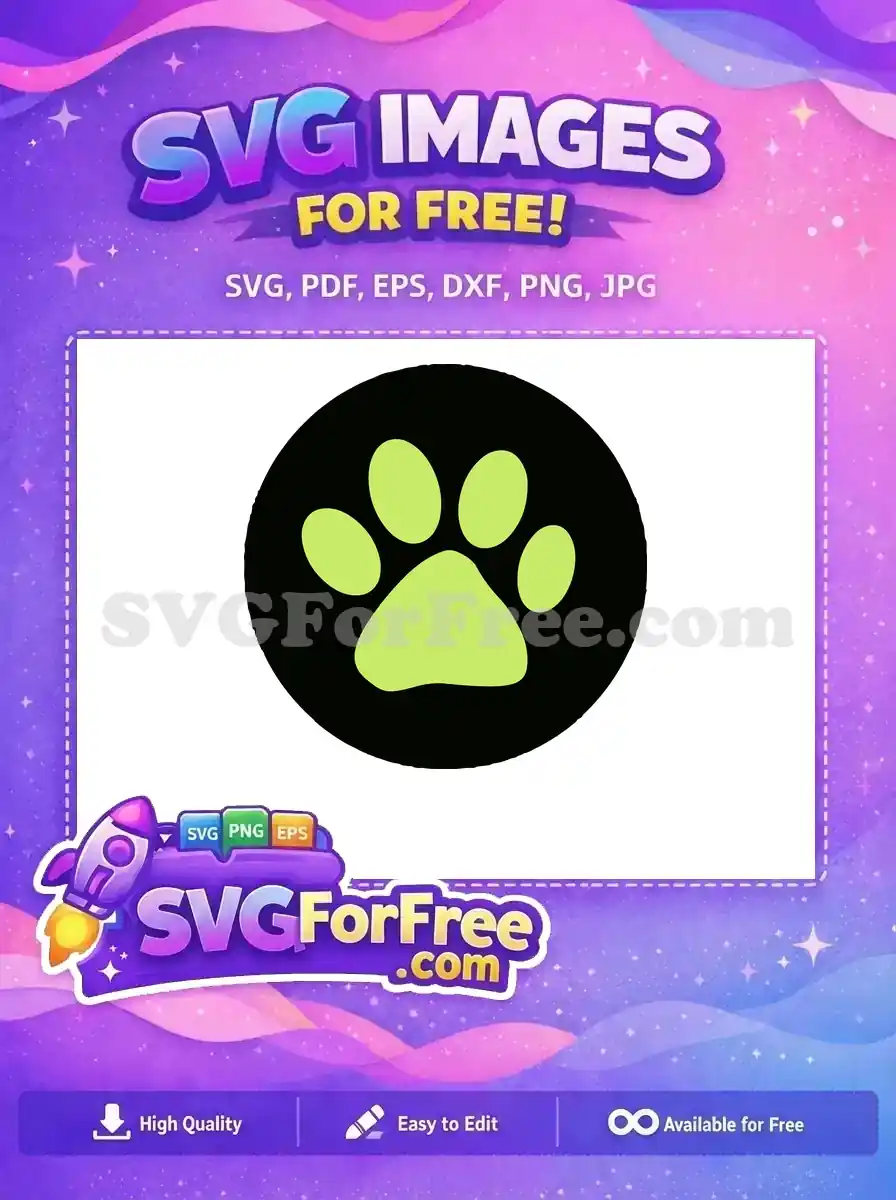 Free Green Paw Print Free Black Circle Miraculous Free SVG