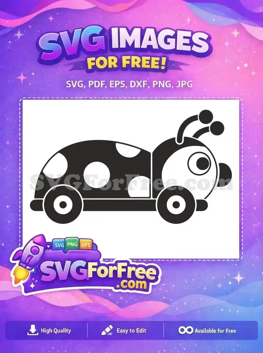 Free Ladybug Car Silhouette Free Cartoon Vehicle Miraculous Free SVG