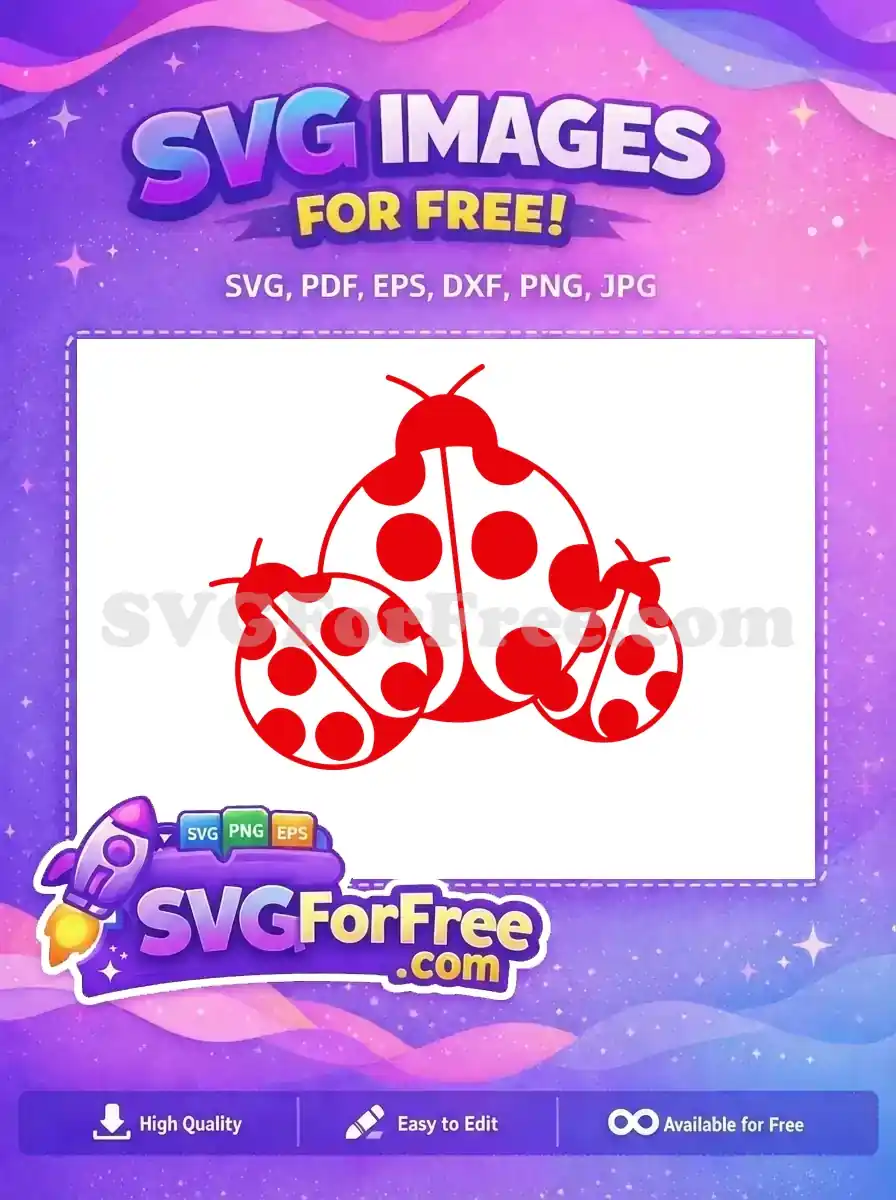 Free Three Red Ladybugs Free Polka Dots Miraculous Free SVG