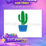 Free Green Cactus Free Blue Pot Plant Free SVG 1 - Instant Download