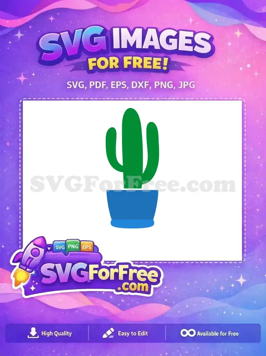 Free Green Cactus Free Blue Pot Plant Free SVG 1