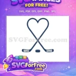 Free Hockey Sticks Heart Free Hockey Puck Miscellaneous Cut Free SVG - Instant Download