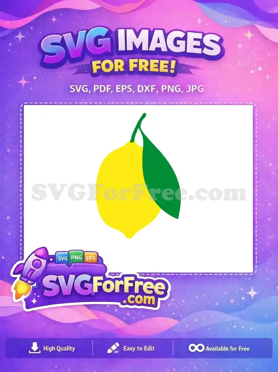 Free Yellow Lemon Fruit Free Green Leaf Food Free SVG