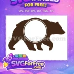 Free Brown Bear Silhouette Free Circle Frame Miscellaneous Free SVG - Instant Download
