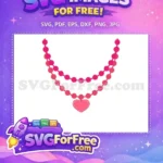 Free Pink Beaded Necklace Free Heart Pendant Valentine Free SVG - Instant Download