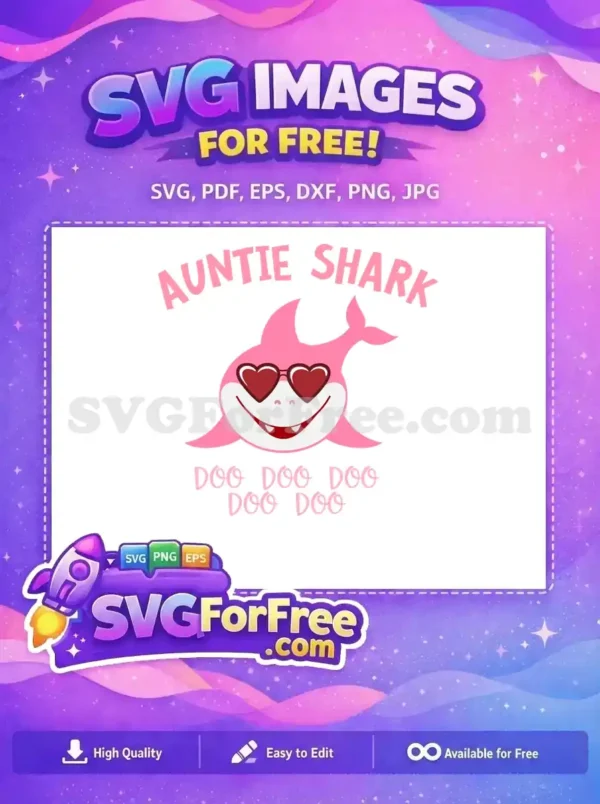 Free Pink Auntie Shark Heart Glasses Free Doo Doo Free SVG