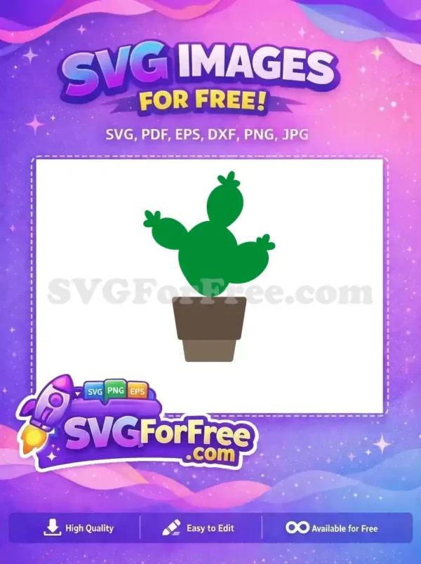 Free Green Cactus Free Potted Plant Miscellaneous Cut Free SVG 1