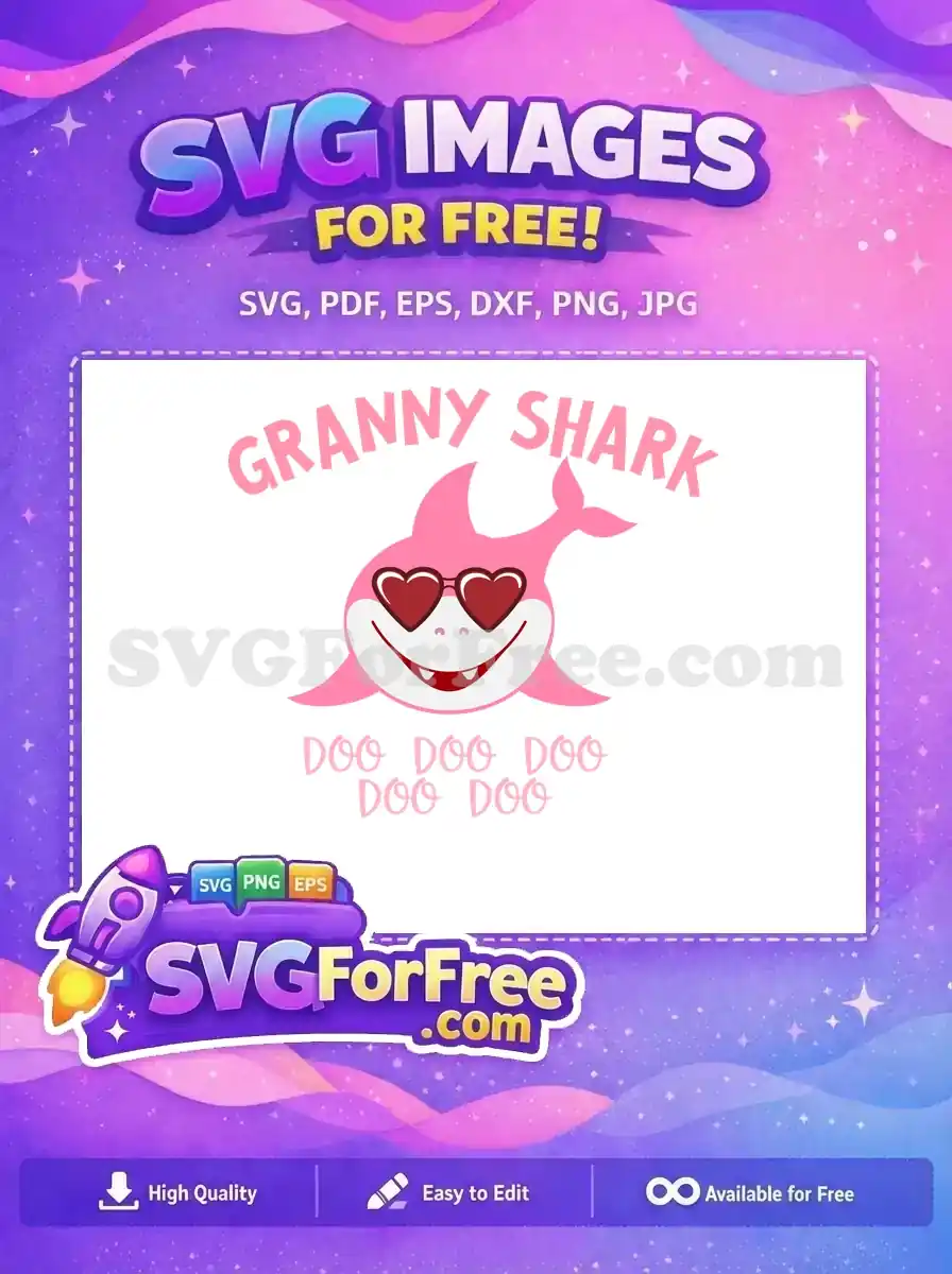 Free Pink Granny Shark Heart Glasses Free Doo Cute Free SVG