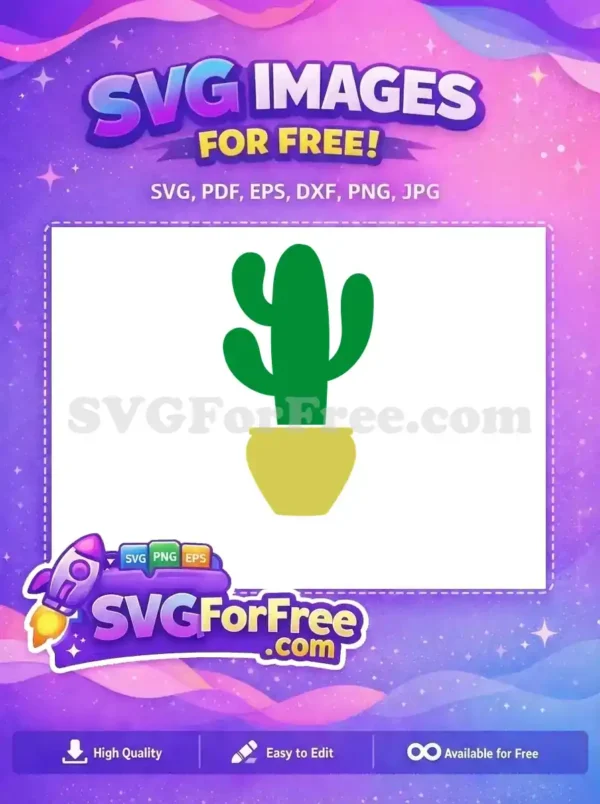 Free Green Cactus Free Yellow Pot Miscellaneous Free SVG 2