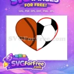 Free Heart Halves Basketball Free Soccer Red Trim Free SVG - Instant Download