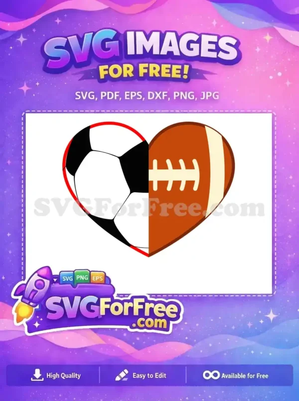 Free Soccer Ball Free Football Half Heart Miscellaneous Free SVG
