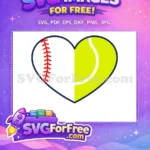 Free Baseball Tennis Heart Free Sports Love Free SVG - Instant Download