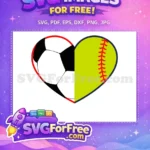 Free Red Outline Soccer Free Yellow Softball Heart Free SVG - Instant Download