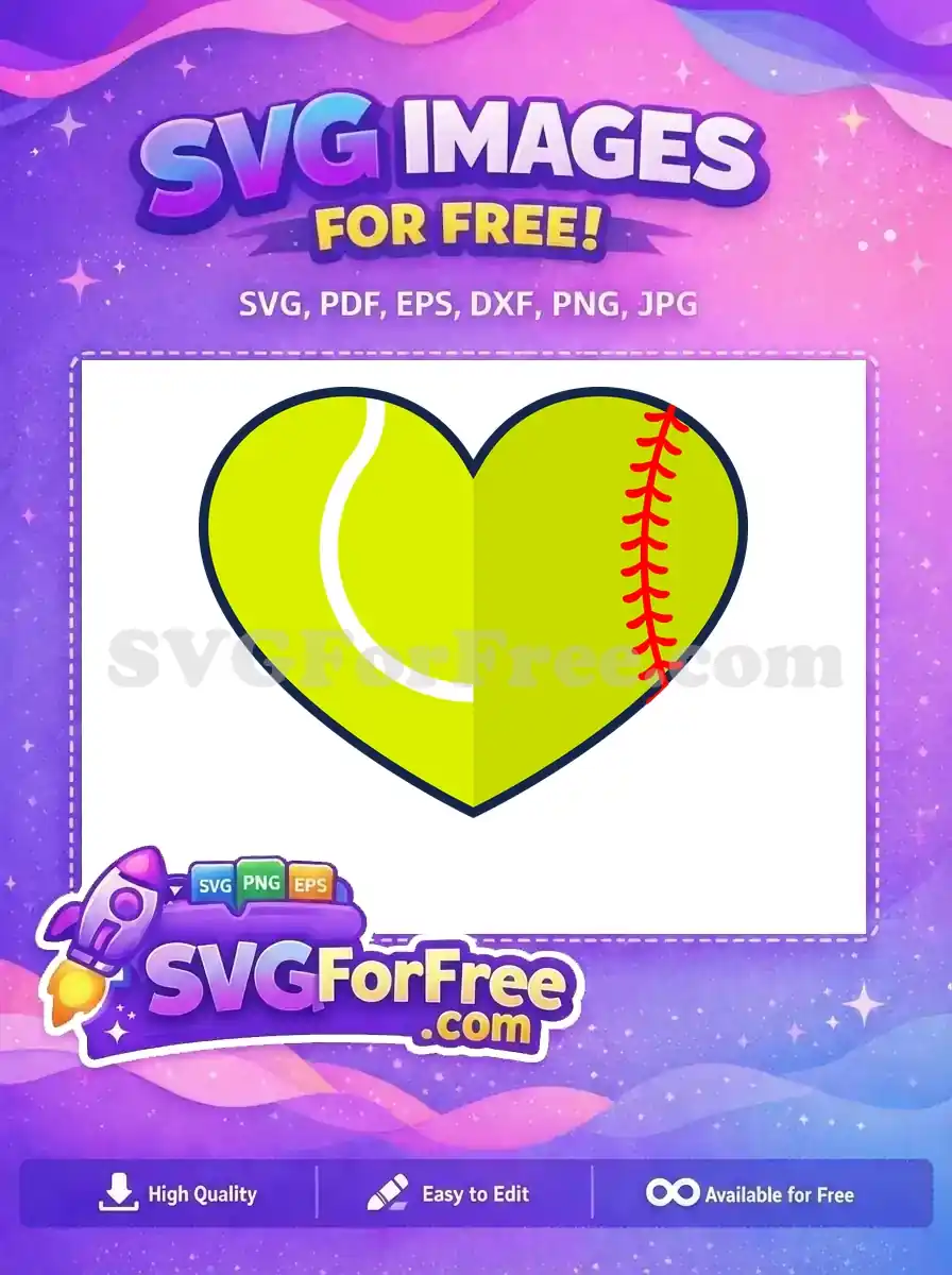 Free Heart Tennis Ball Free Softball Seam Design Free SVG
