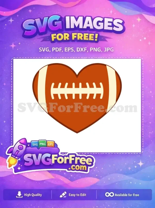 Free Brown Heart Football Free Sports Cut Free SVG