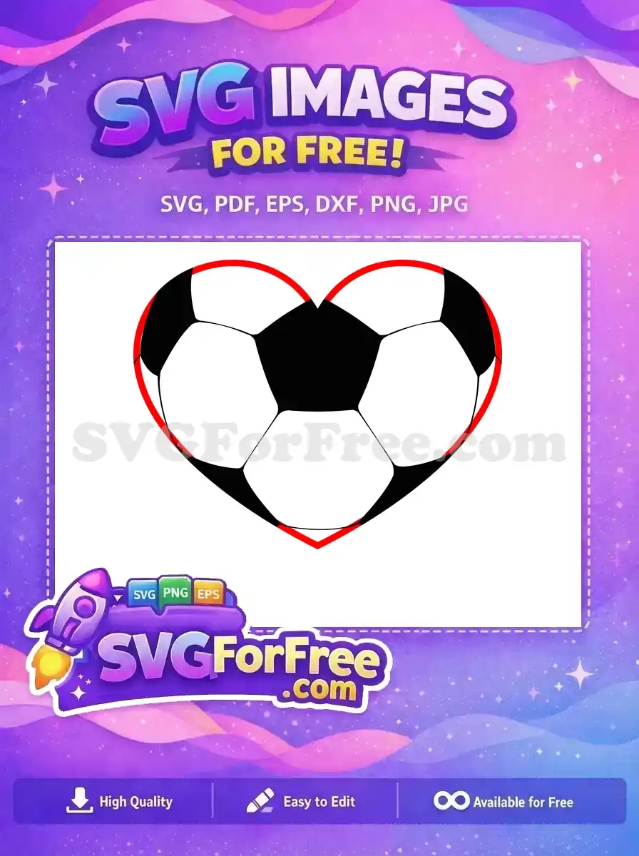 Free Soccerball Heart Free Red Outline Miscellaneous Free SVG