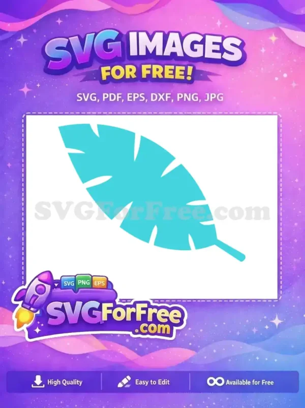 Free Tropical Leaf Silhouette Free Aqua Green Simple Free SVG