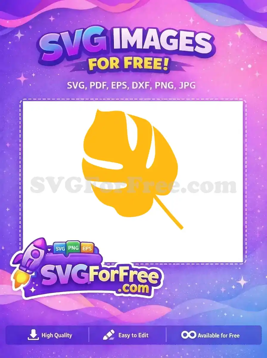 Free Yellow Monstera Free Tropical Plant Cut Free SVG