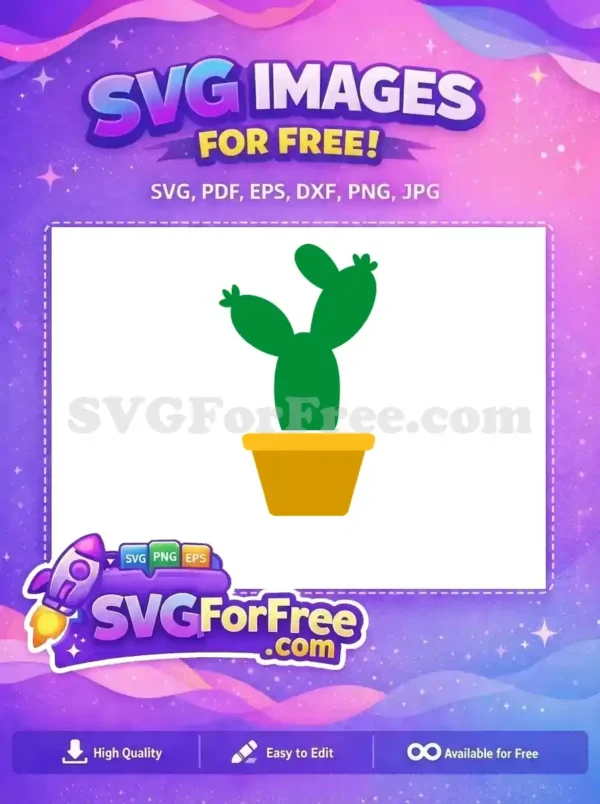 Free Green Cactus Free Yellow Pot Miscellaneous Free SVG 3