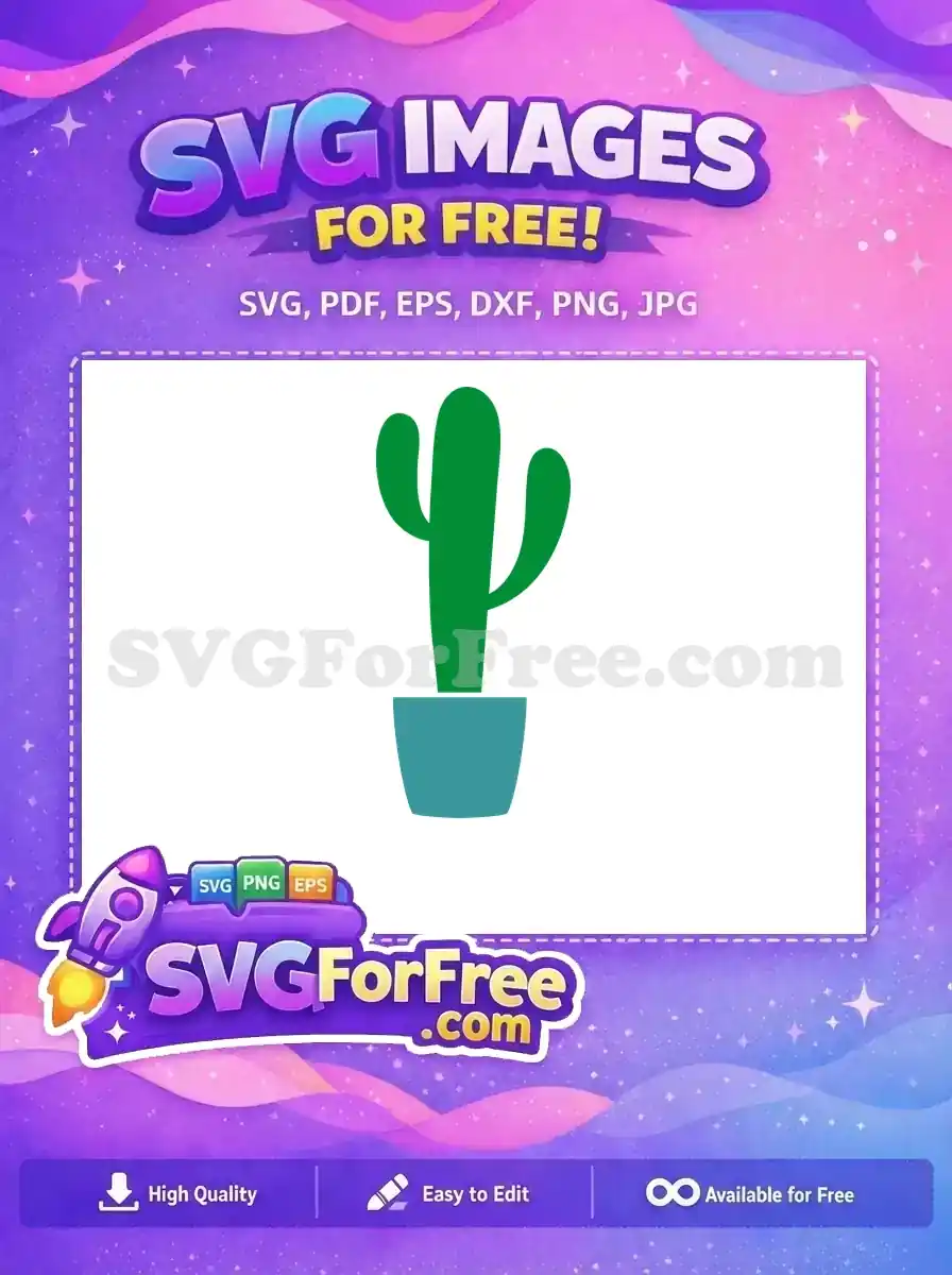 Free Green Cactus Free Blue Pot Plant Free SVG 3