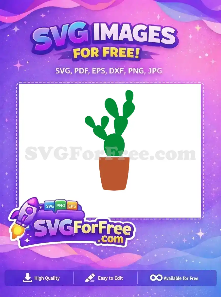 Free Green Prickly Pear Free Terracotta Pot Cut Free SVG