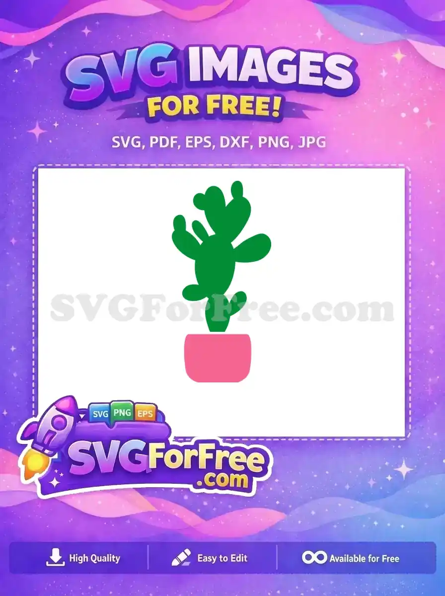Free Green Cactus Free Pink Pot Miscellaneous Cut Free SVG