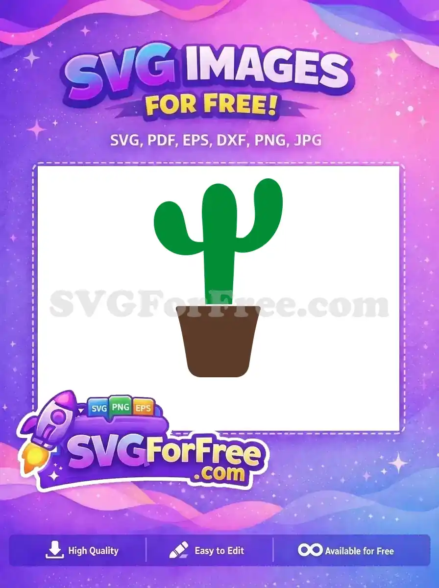 Free Green Cactus Free Brown Pot Miscellaneous Free SVG