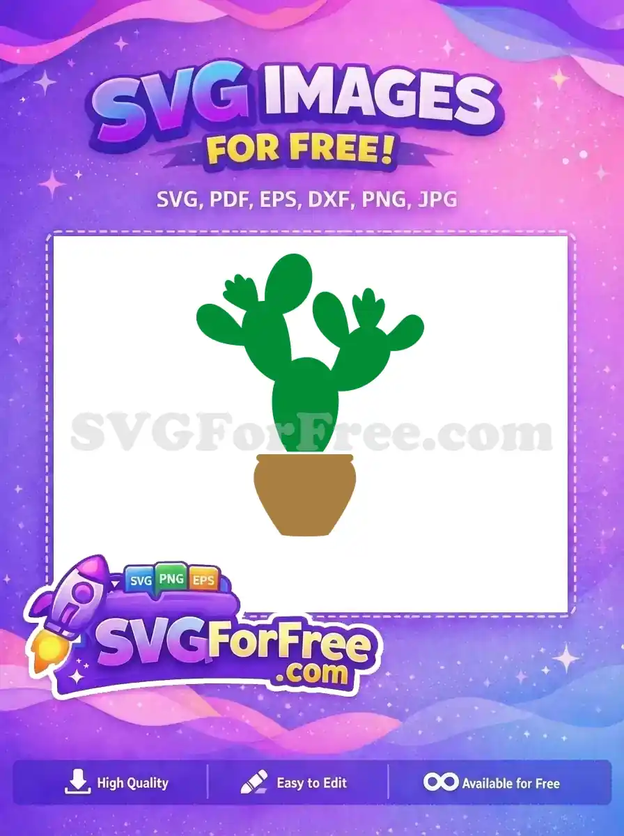 Free Green Cactus Free Potted Plant Miscellaneous Cut Free SVG 5