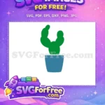 Free Green Cactus Free Blue Pot Plant Free SVG 4 - Instant Download